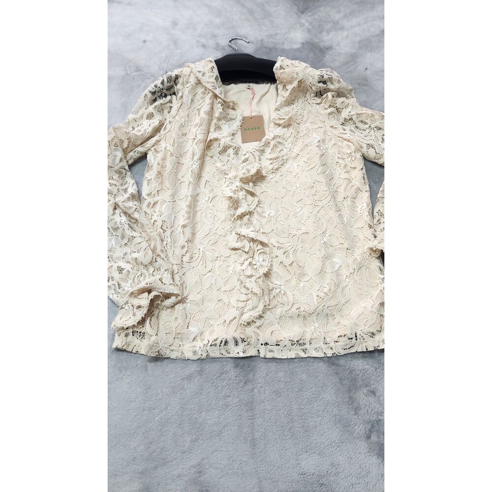 Boden 12 Ivory Ruffle Detail Lace Blouse NWT